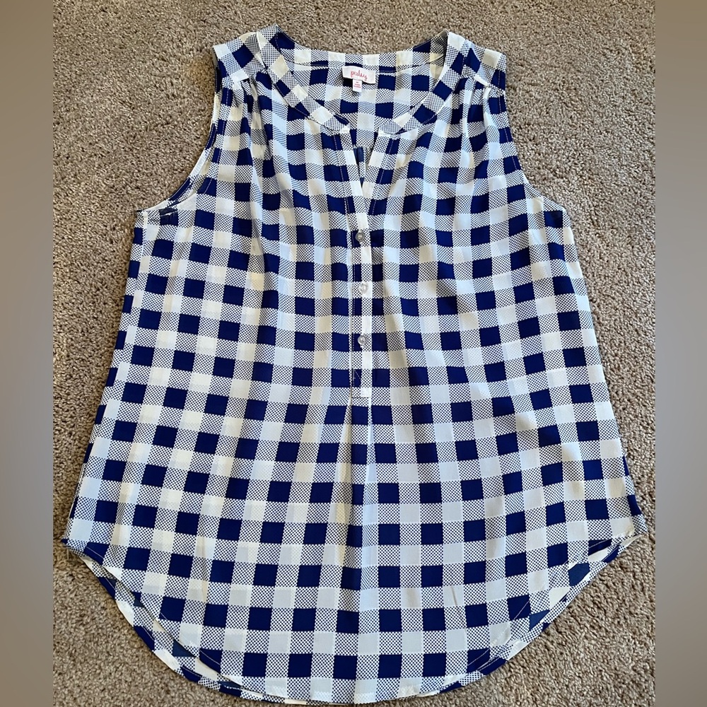 Pixley Royal Blue and White Checkered Top